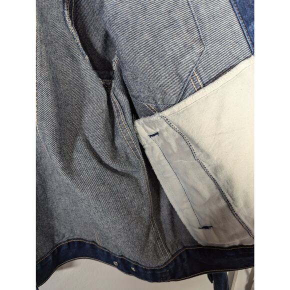 Vintage Roebuck 90's Trucker Jacket Jeans 12Ga Trucker NO Tags Rivets Unisex 42 - Picture 4 of 8